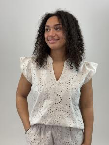 Topp / Blus med brodyr, Beige Erika - Mix by Heart    KOMMER SNART!