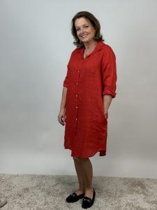 Linneskjorta Lång, Röd Jenina - Mix by Heart