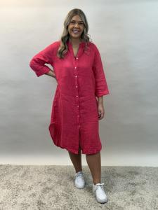 Långskjorta i linne, Hallon Carina - Mix by Heart     BERÄKNAD LEV: APRIL