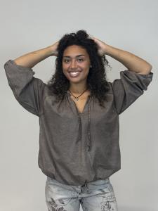 Blus i tvättad look, Brun Maxime - Mix by Heart