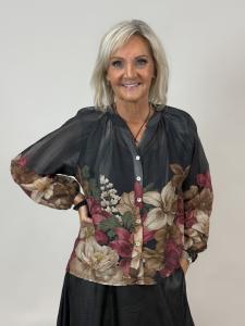 Blus med blombård, Svart Rose - Mix by Heart     BERÄKNAD LEV: OKT