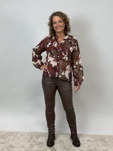 Blus, Mönstrad Vinröd Blom, Gry - Mix by Heart