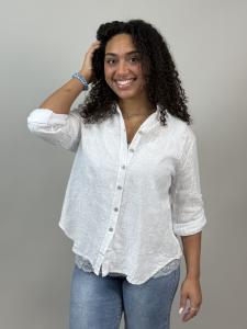 Blus med brodyr, Like Linen, Vit Kelly - Mix by Heart