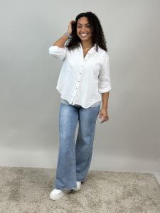 Blus med brodyr, Like Linen, Vit Kelly - Mix by Heart