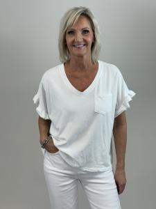 Topp med volangärm, Vit Lilian - Mix by Heart