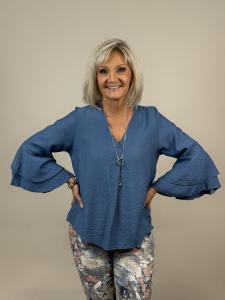 Blus med volangärm, Blå Miranda - Mix by Heart