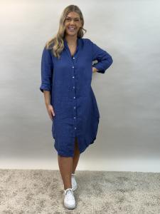 Långskjorta i linne, Mörkblå Carina - Mix by Heart      BERÄKNAD LEV: APRIL