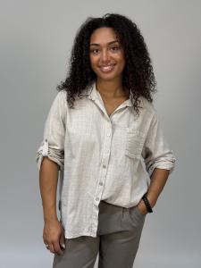 Blus i bomull med linnekänsla, Beige, Kelly - Mix by Heart