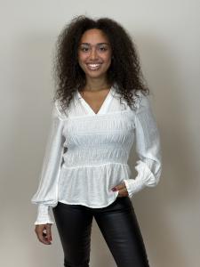 Blus med smock, Vit Diana - Mix by Heart