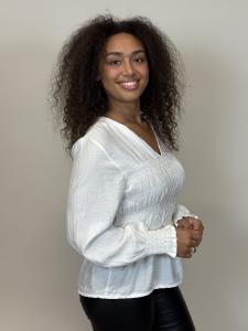 Blus med smock, Vit Diana - Mix by Heart