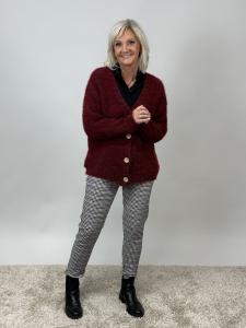 Kofta, Vinröd Stickad, Felice - Mix by Heart