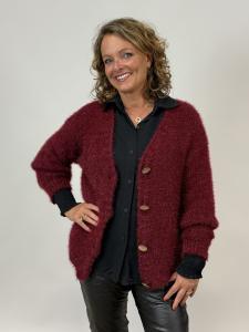 Kofta, Vinröd Stickad, Felice - Mix by Heart