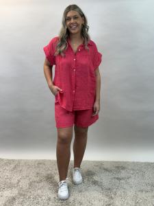 Linneblus med kort ärm, Hallon Zoe - Mix by Heart      BERÄKNAD LEV: APRIL