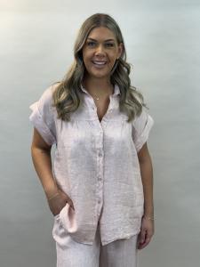 Linneblus med kort ärm, Ljusrosa Zoe - Mix by Heart      BERÄKNAD LEV: APRIL