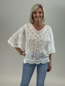 Blus med spets och fjärilsärm, Vit Mirella - Mix by Heart    KOMMER SNART!