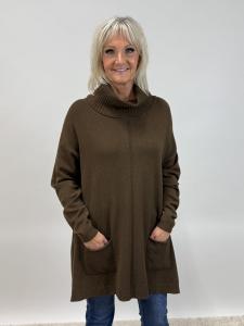 Stickad tröja, Brun Polo, Vendela - Mix by Heart