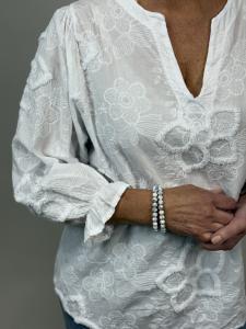 Blus med blomapplikationer, Vit Melanie - Mix by Heart