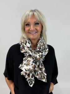 Sjal Bladmönstrad, Offwhite - Mix by Heart