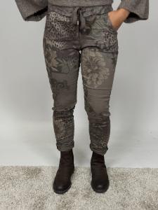 Magiskt stretchig byxa, Taupe Blom, Signe - Mix by Heart