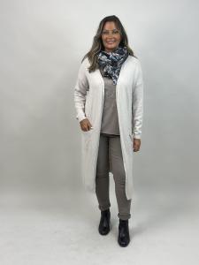 Långkofta med fickor, Beige, Flora - Mix by Heart