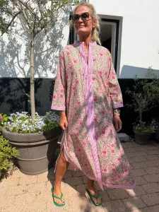 Klänning / Kaftan, Blommig Rosa, Saranda  - Cabana Living