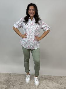 Blus, Vit småblommig Sandra - Mix by Heart