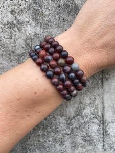 Armband med stenpärlor, Brun mix - Mix by Heart