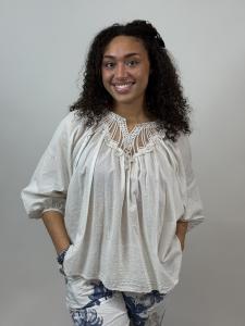 Blus, Brodyr vid halsen, Beige Aimee - Mix by Heart