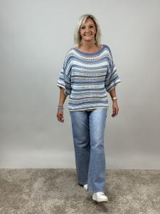 Tröja Hålstickad, Blå Randig, Tyra - Mix by Heart    KOMMER SNART!