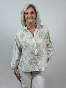 Blus, Beige med broderi, Jennifer - Mix by Heart