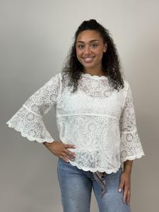 Blus, Vit spets med trumpetärm, Sienna - Mix by Heart