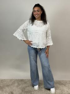 Blus, Vit spets med trumpetärm, Sienna - Mix by Heart