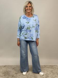 Sweatshirt Ljusblå Blom, Sally - Mix by Heart    KOMMER SNART!