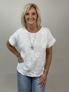 Topp med brodyr och applikationer, Vit Mimmi - Mix by Heart