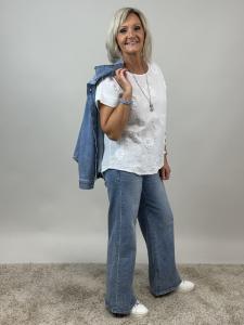 Topp med brodyr och applikationer, Vit Mimmi - Mix by Heart