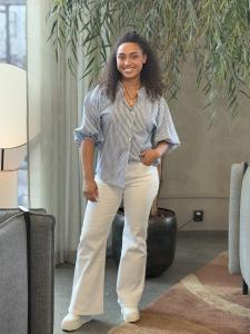 Blus, Randig Blå / Vit, Mio - Mix by Heart