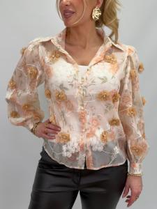 Blus med pärlor, Korall Inga - Gemini