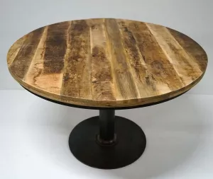 Jack Runt Rustikt Matbord Trä & Metall Ø 120 cm, Natur Svart - Trademark Living