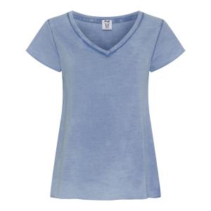 T-Shirt V-ringad, Jeansblå (Milla) - Stajl