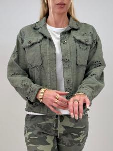 Jeansjacka med broderi, Army, Amaya - Gemini