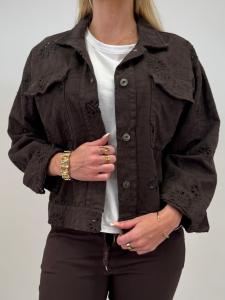 Jeansjacka med broderi, Brun, Amaya - Gemini     BERÄKNAD LEV: AUG