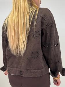 Jeansjacka med broderi, Brun, Amaya - Gemini