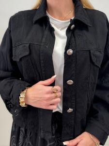 Jeansjacka med broderi, Svart, Amira - Gemini