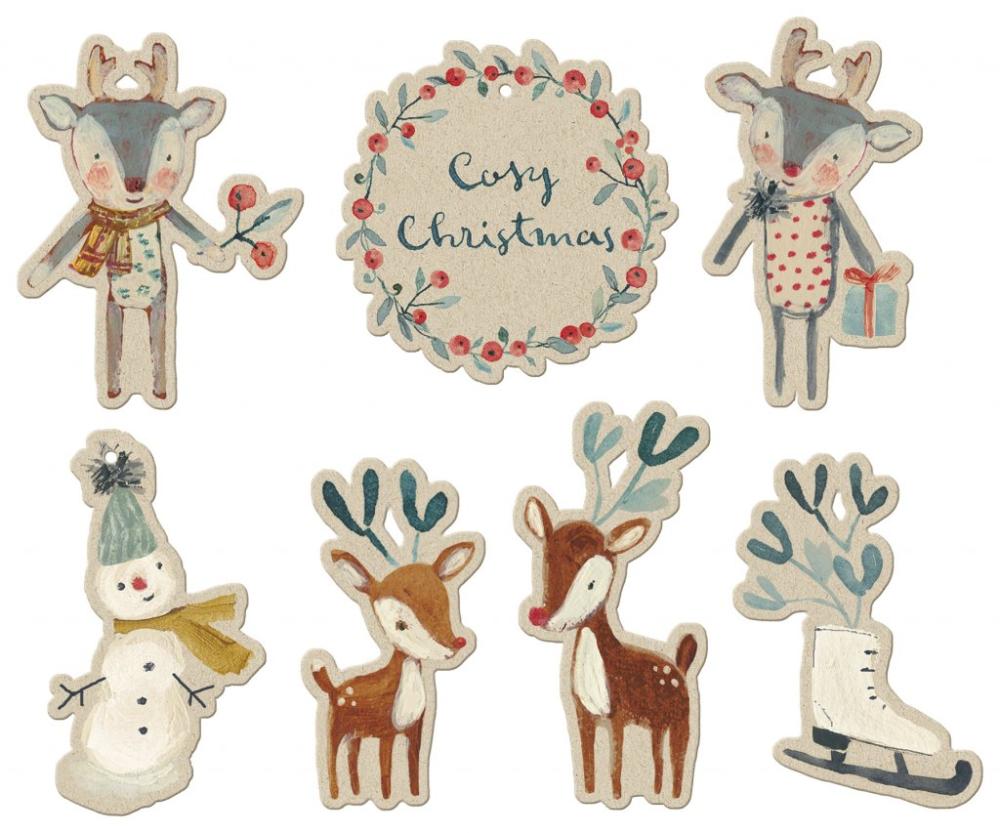 Julklappstaggar/kort Cosy Christmas (14 st), Maileg (natur)