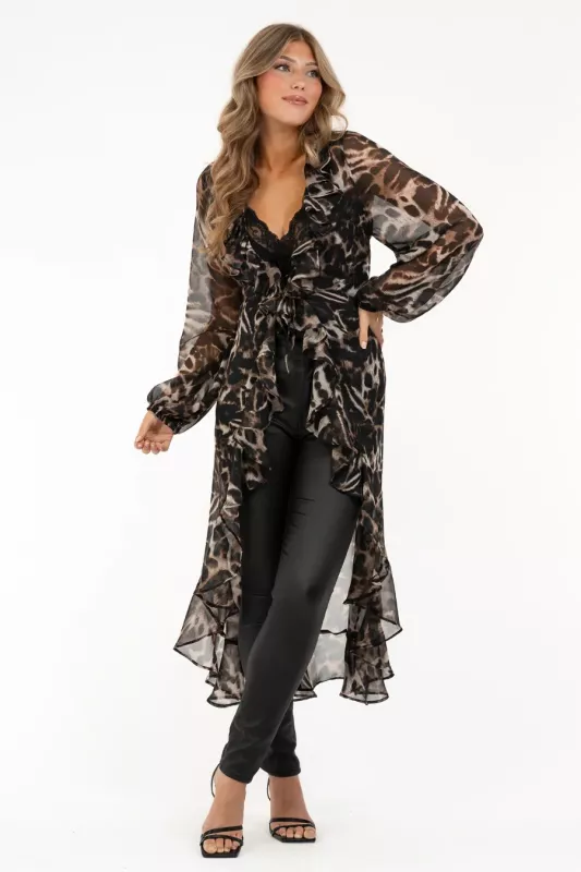 Kaftan Medina Leo/Espresso/Svart - Capri Collection (XL)