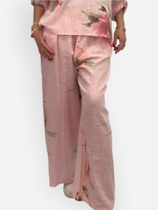 Byxa med vida ben, Rosa Blommig, Kattis - Gemini