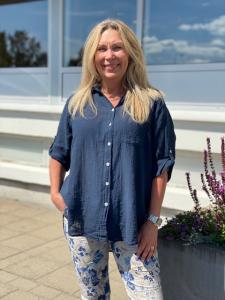 Blus i bomull med linnekänsla, Marin, Kelly - Mix by Heart