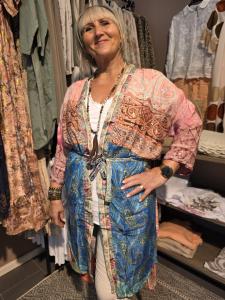 Kimono i silkesmix, Multi, Kelly (2) - Soulful Fashion