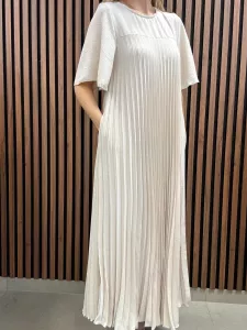 Klänning Plisserad, Beige, Majo - Gemini