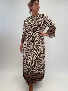 Klänning med knyt; Zebra Brun, Klara - Gemini